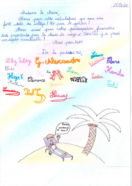 Remerciements adressés à Madame Le Maire